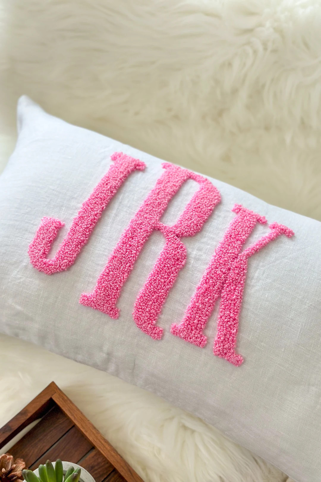 Monogram Pillow Cover With Punch Needle Embroidery, Personalized Wedding Gift for Couple, Custom ... | Etsy (US)
