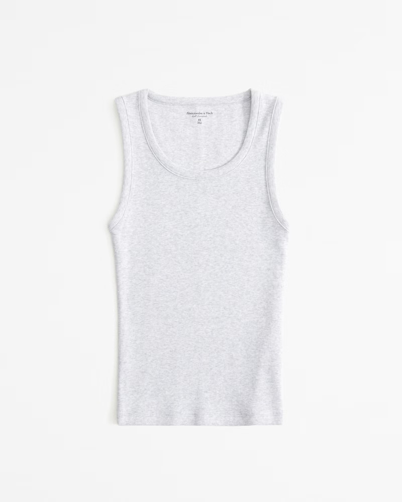 Abercrombie & Fitch Women's Essential Tuckable High Scoopneck Rib Tank in Light Grey - Size XXS | Abercrombie & Fitch (US)