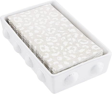 Mud Pie Bead Ceramic Guest Napkin Set, White, 9" x 5 1/2" | Amazon (US)