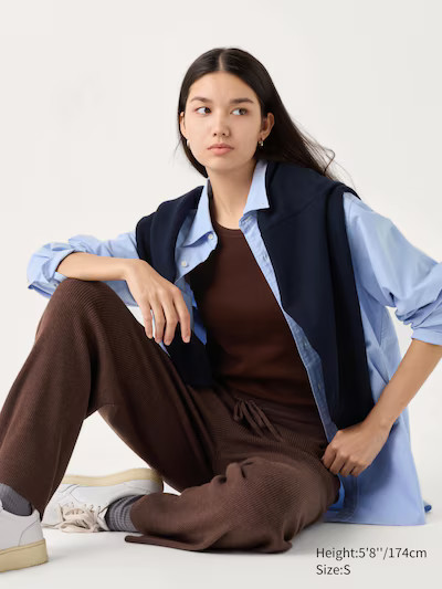 Washable Knit Ribbed Trousers (Long) | UNIQLO (UK)