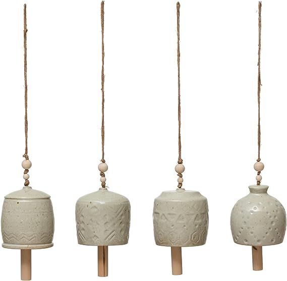 Amazon.com: Creative Co-Op Stoneware Bell with Reactive Glaze, Set of 4 Styles Décor, Multicolor... | Amazon (US)