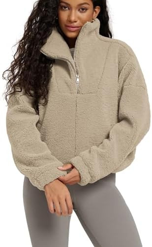 ODODOS Women's Sherpa Fleece Half-Zip Pullover - Cozy Warm Long Sleeve Sweatshirt Cinchable Outer... | Amazon (US)