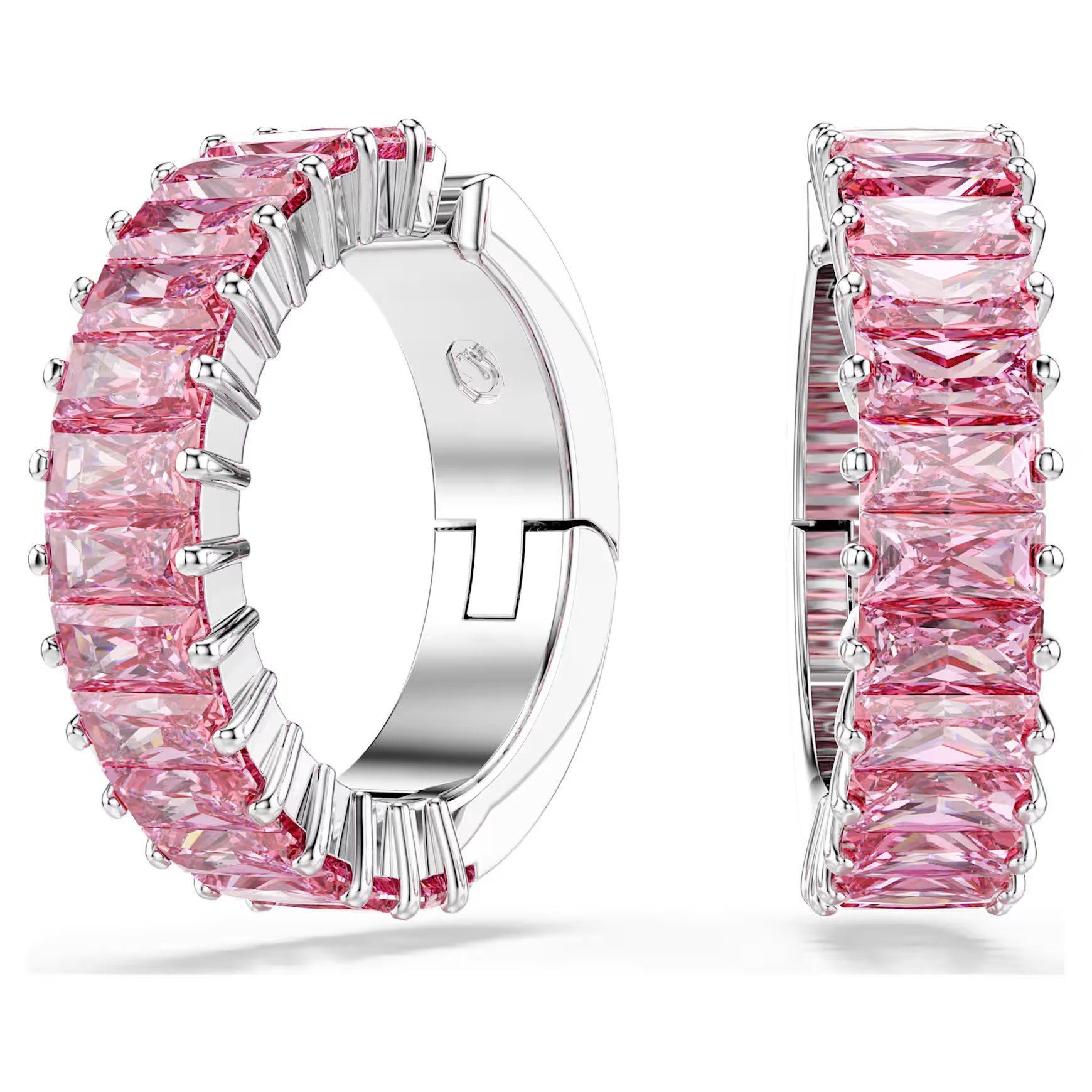 Matrix ear cuffs, Baguette cut, Pink, Rhodium plated by SWAROVSKI | SWAROVSKI