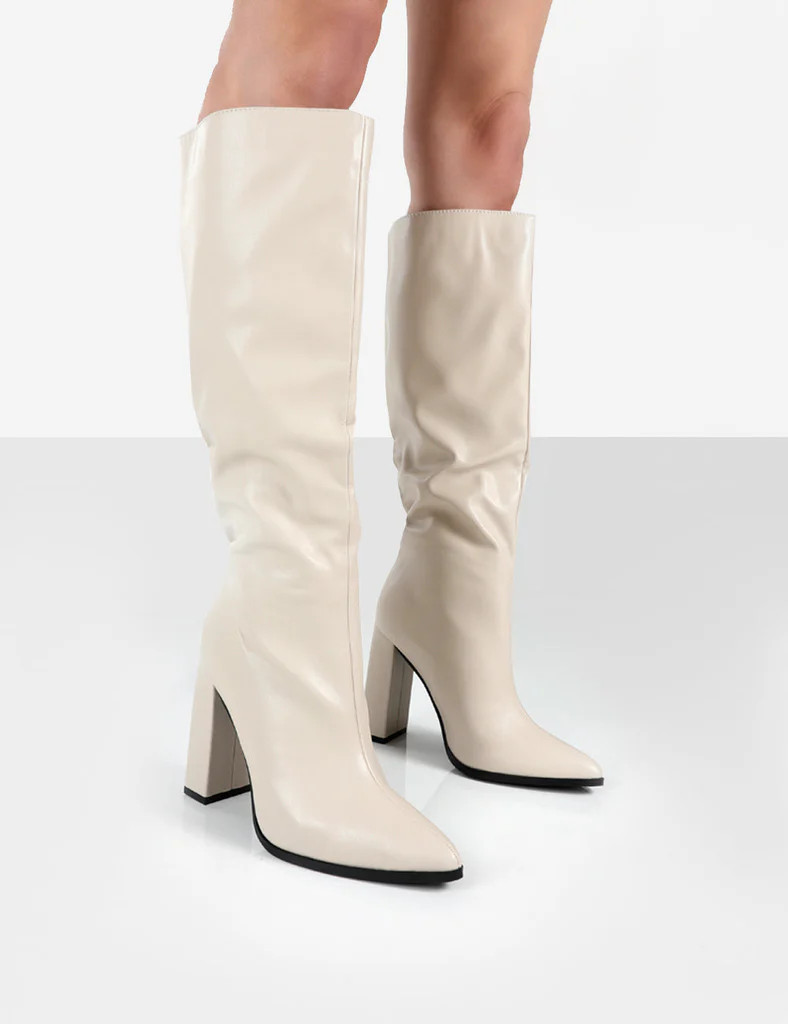 Posie Stone Pu Knee High Boots | Public Desire (US & CA)