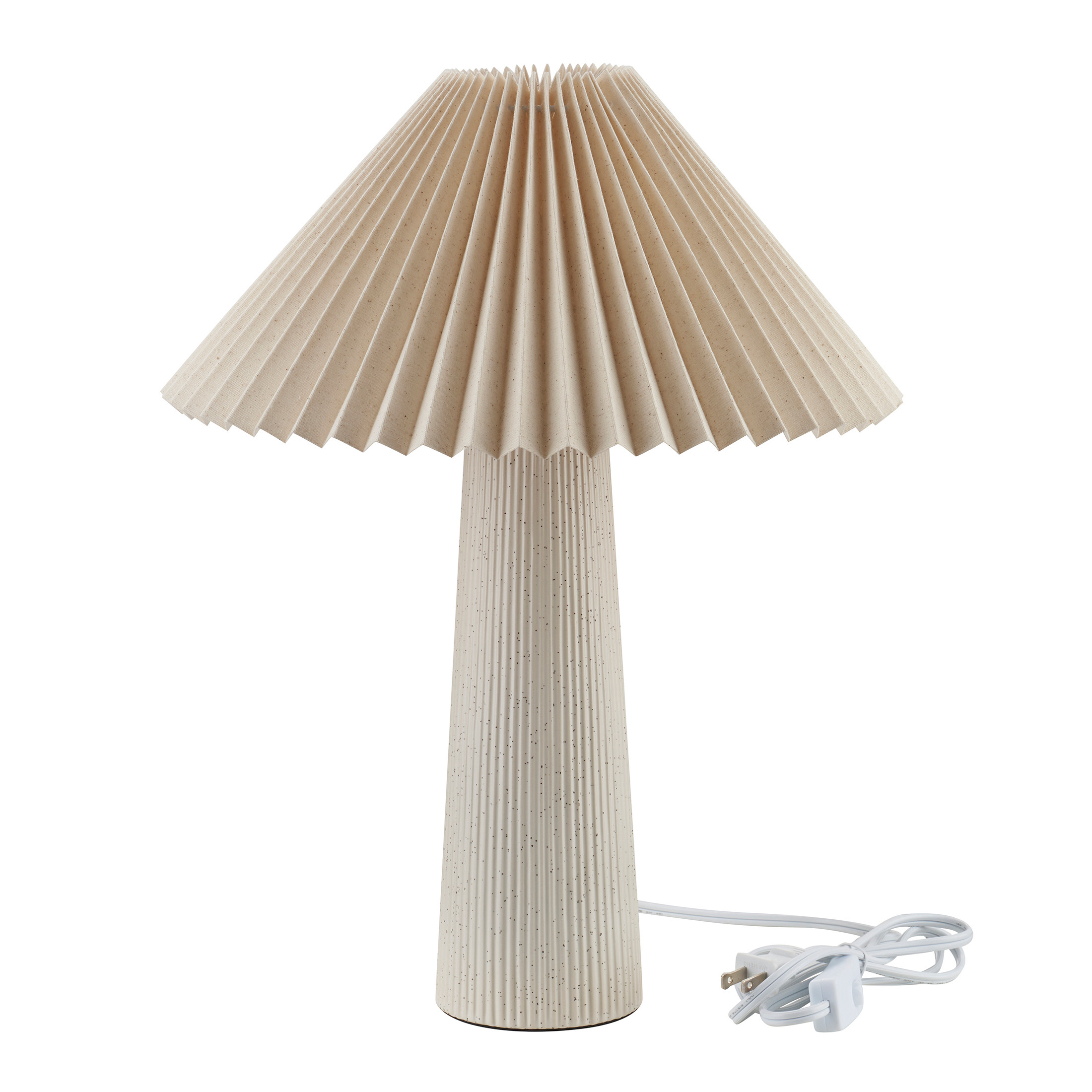 18" Ivory Pleated Shade Ribbed Ceramic Table Lamp - Walmart.com | Walmart (US)
