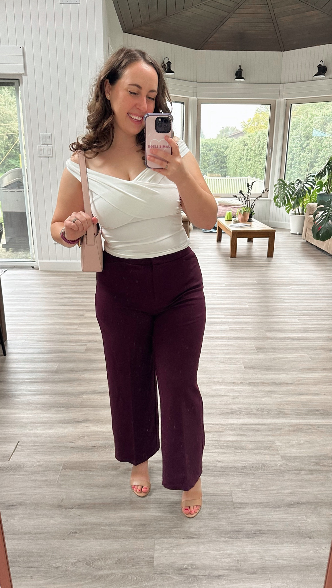Loving the new petite pant options OGL! I am only 5’1” and the regular length at OGL has always been too long - luckily now they fit perfectly! I love these Sangria coloured dress pants, they are perfect for work! The top is also from OGL and is a brami! No bra needed 😊

#LTKWorkwear #LTKPetite #LTKMidsize