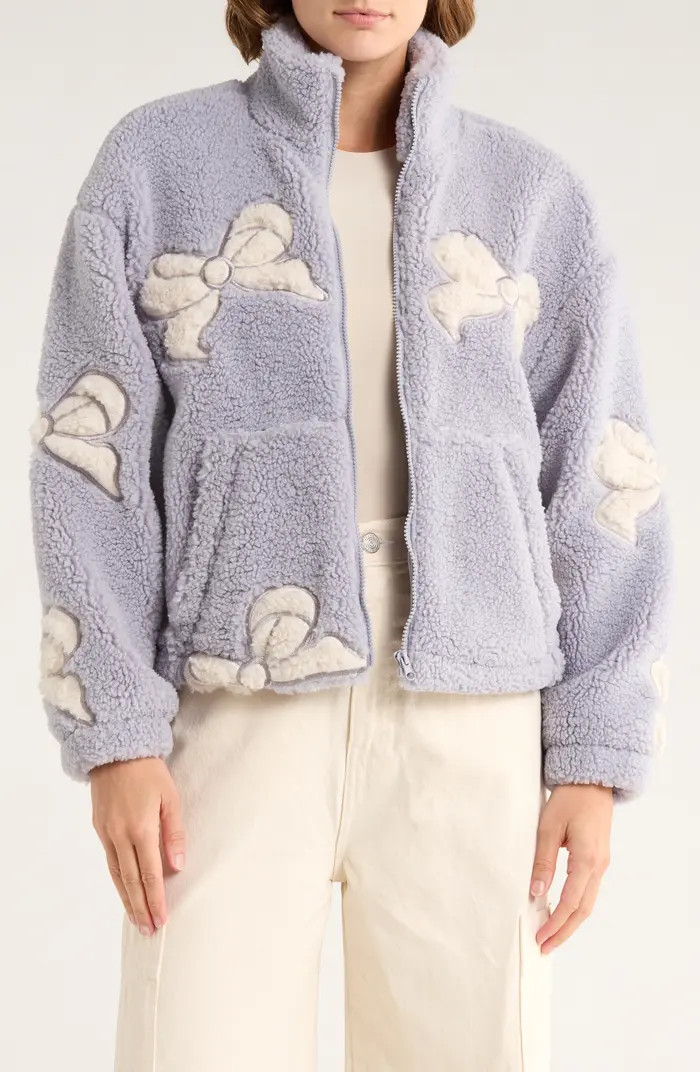 Thread & Supply Bow Patch Faux Shearling Jacket | Nordstromrack | Nordstrom Rack