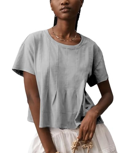 OPCAKM Womens Summer Pleated Swing Tee Casual Babydoll Peplum Tunic Shirts Tops | Amazon (US)