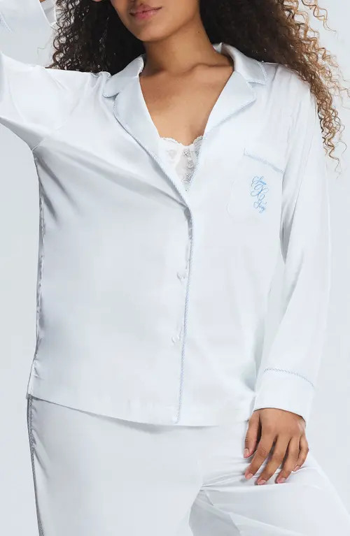 SAVAGE X FENTY Ever After Satin Sleep Top in Hazy White at Nordstrom, Size 2X | Nordstrom