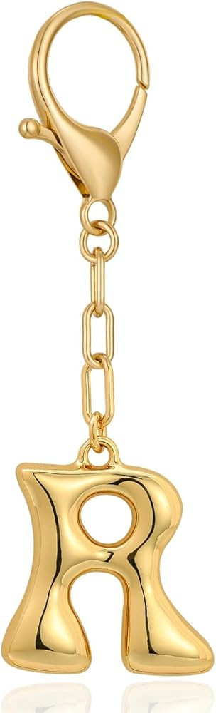 LILIE&WHITE Gold Bubble Initial Keychain For Women Handbag Charms Fashion Alphabet Keychain Acces... | Amazon (US)