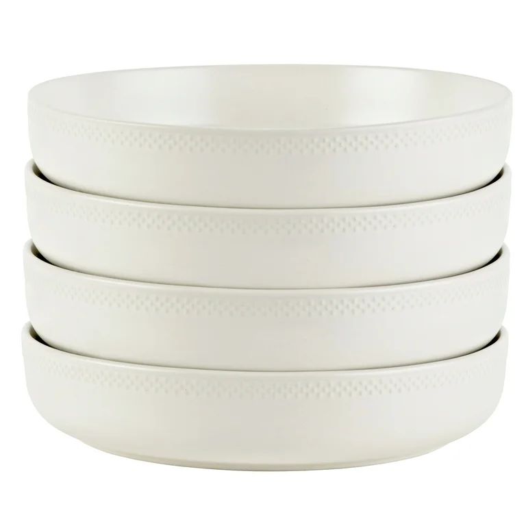 Beautiful Modern Dots  Set of 4 Stoneware Pasta Bowls White by Drew Barrymore | Walmart (US)