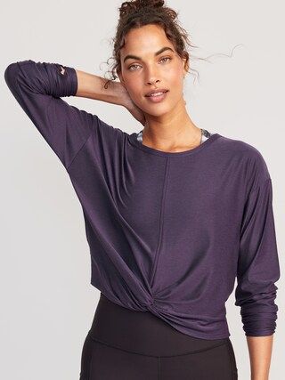 Cloud 94 Soft Long-Sleeve Twist-Front Cropped Top for Women | Old Navy (US)