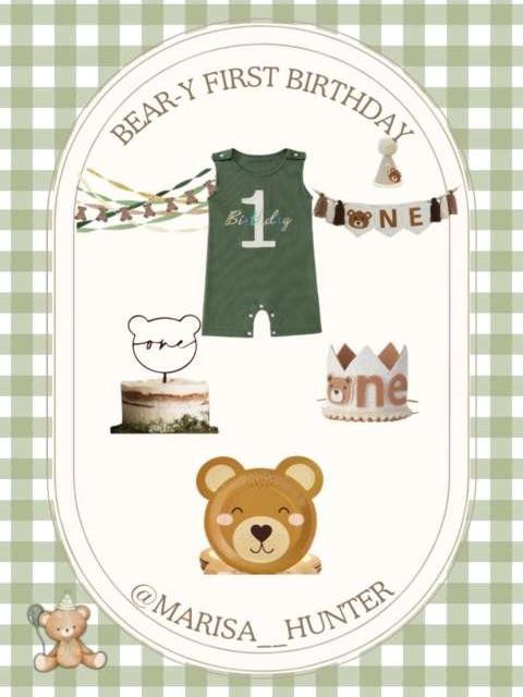 Bear themed birthday party🧸

Bear party first birthday plates cake topper balloons banner streamers first birthday cake smash outfit high chair decoration party hat crown shirt treat bag backdrop 

 #LTKGiftGuide #LTKParties #LTKBaby