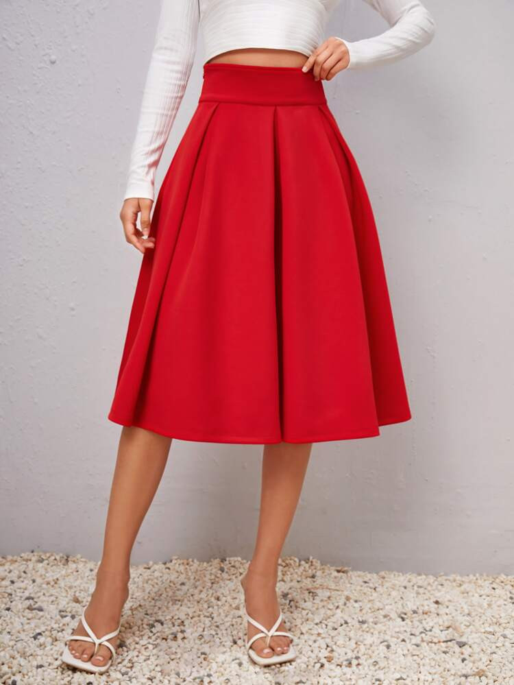 SHEIN Solid High Waist Flared Skirt | SHEIN
