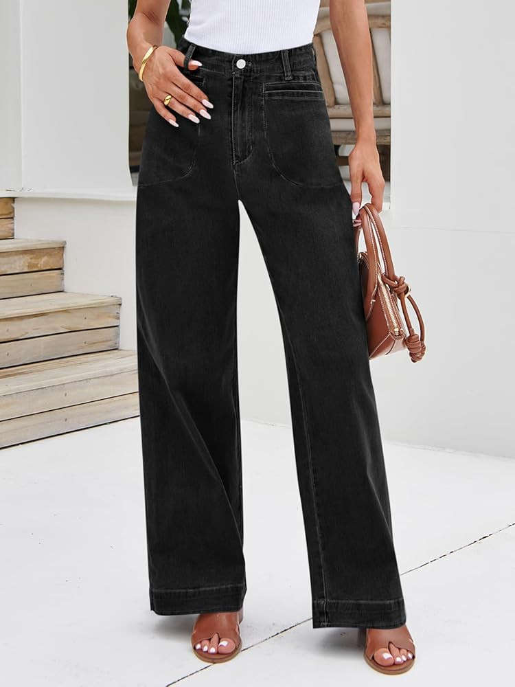Cicy Bell Womens Wide Leg Jeans High Waisted Stretchy Baggy Loose Denim Casual Pants with Pockets | Amazon (US)