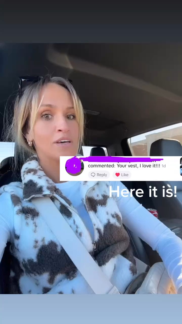 Sharing my best again! The Sherpa/fuzzy cowprint is so cute and cozy!! I paired it with a long sleeved white top and Lululemon flared yoga pants! 

#LTKActive #LTKFitness #LTKFindsUnder50