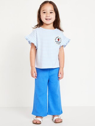 Ribbed Ruffle-Trim Top and Wide-Leg Pants Set for Toddler Girls | Old Navy | Old Navy (US)