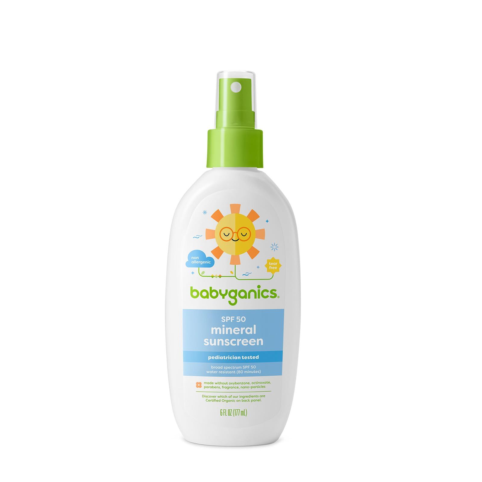 Babyganics Mineral Based Sunscreen Spray - SPF 50+ - Fragrance Free - 6.0 oz | Amazon (US)