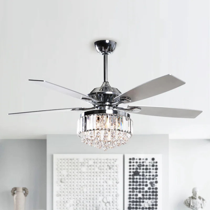 52" Etting 5 - Blade Chandelier Ceiling Fan with Remote Control and Light Kit Included | Wayfair Professional