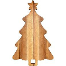 16.5" Wooden Christmas Tree Charcuterie Boards Acacia Wood Cutting Board with Handle Christmas Ki... | Amazon (US)