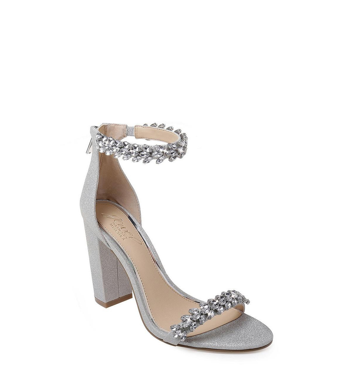Jewel Badgley Mischka Women's Mayra Block Heel Evening Sandals - Silver Glitter | Macy's