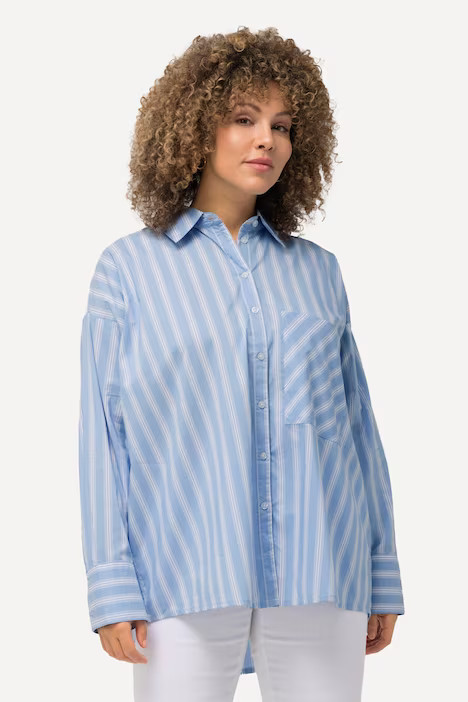 Striped Button-Down Stretch Fit Blouse | Ulla Popken - US & CA