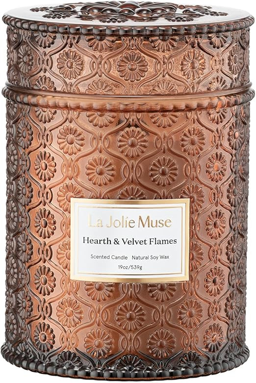 LA JOLIE MUSE Hearth & Velvet Flames Scented Candles, Holiday Candles for Home Scented, Warm Cand... | Amazon (US)