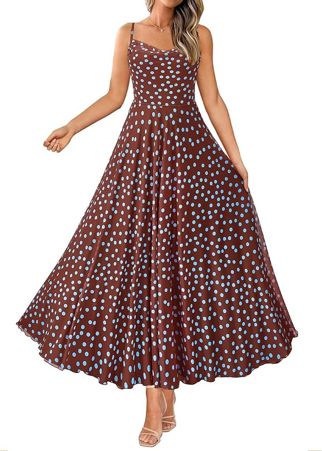 BTFBM Women Summer Floral Maxi Dresses Elegant Spaghetti Strap Dress Printed Party Dress Beach Lo... | Amazon (US)