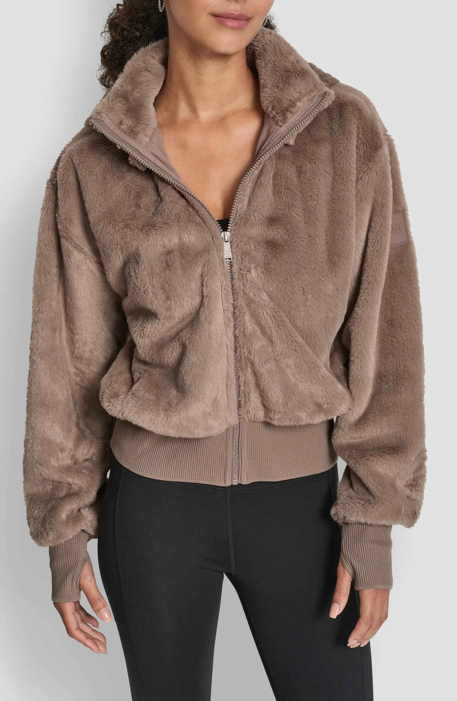 Faux Fur Zip Jacket with Removable Hood | Nordstrom Rack