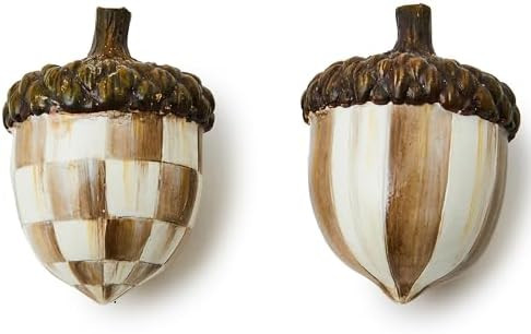 MACKENZIE-CHILDS Resin Acorn Figurines Set, Brown-and-White Mocha Check | Amazon (US)