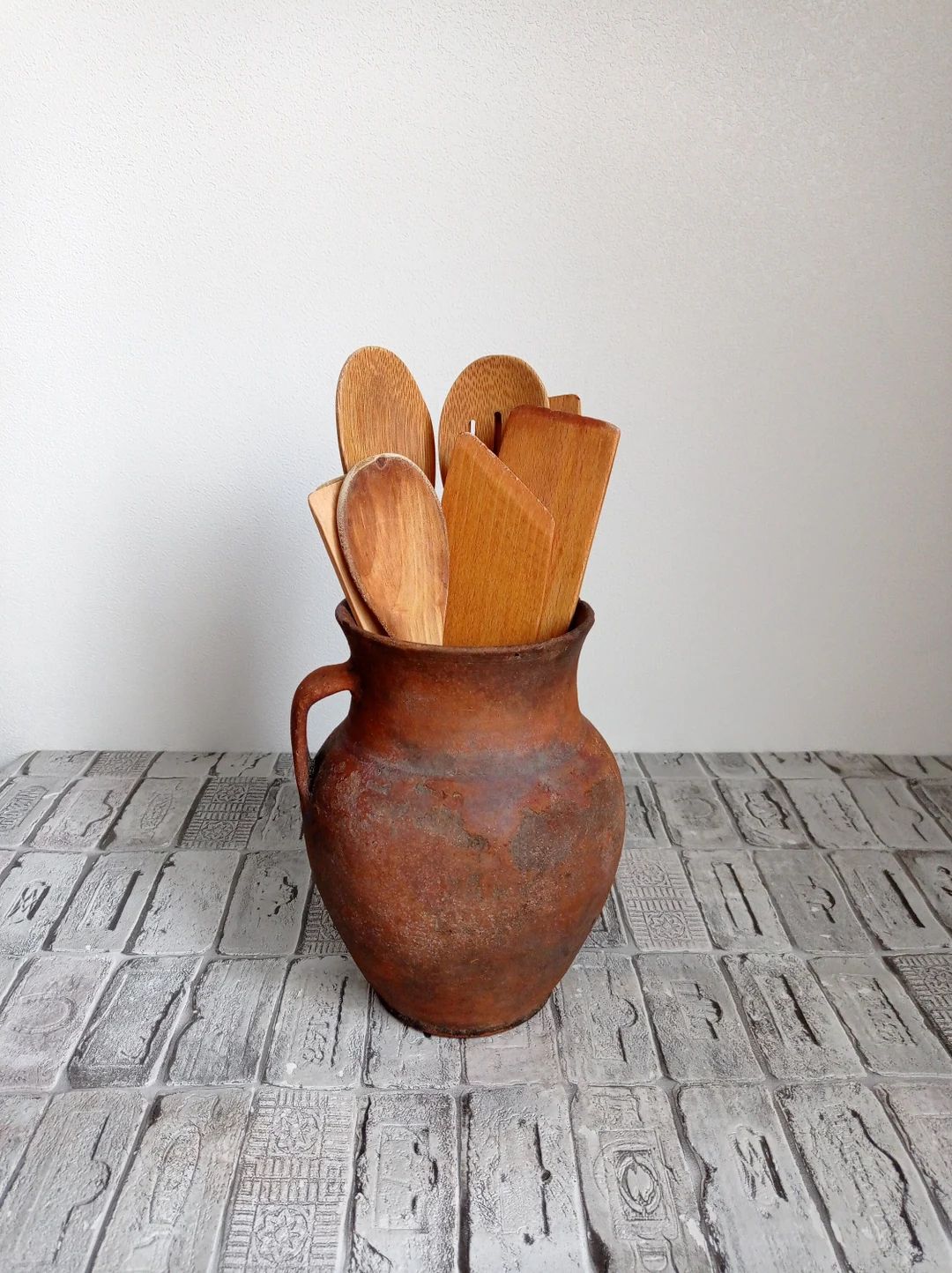 Wabi Sabi vessel, Rustic vase, Old terracotta vase, Kitchen utensil holder, Old red clay pot | Etsy (US)