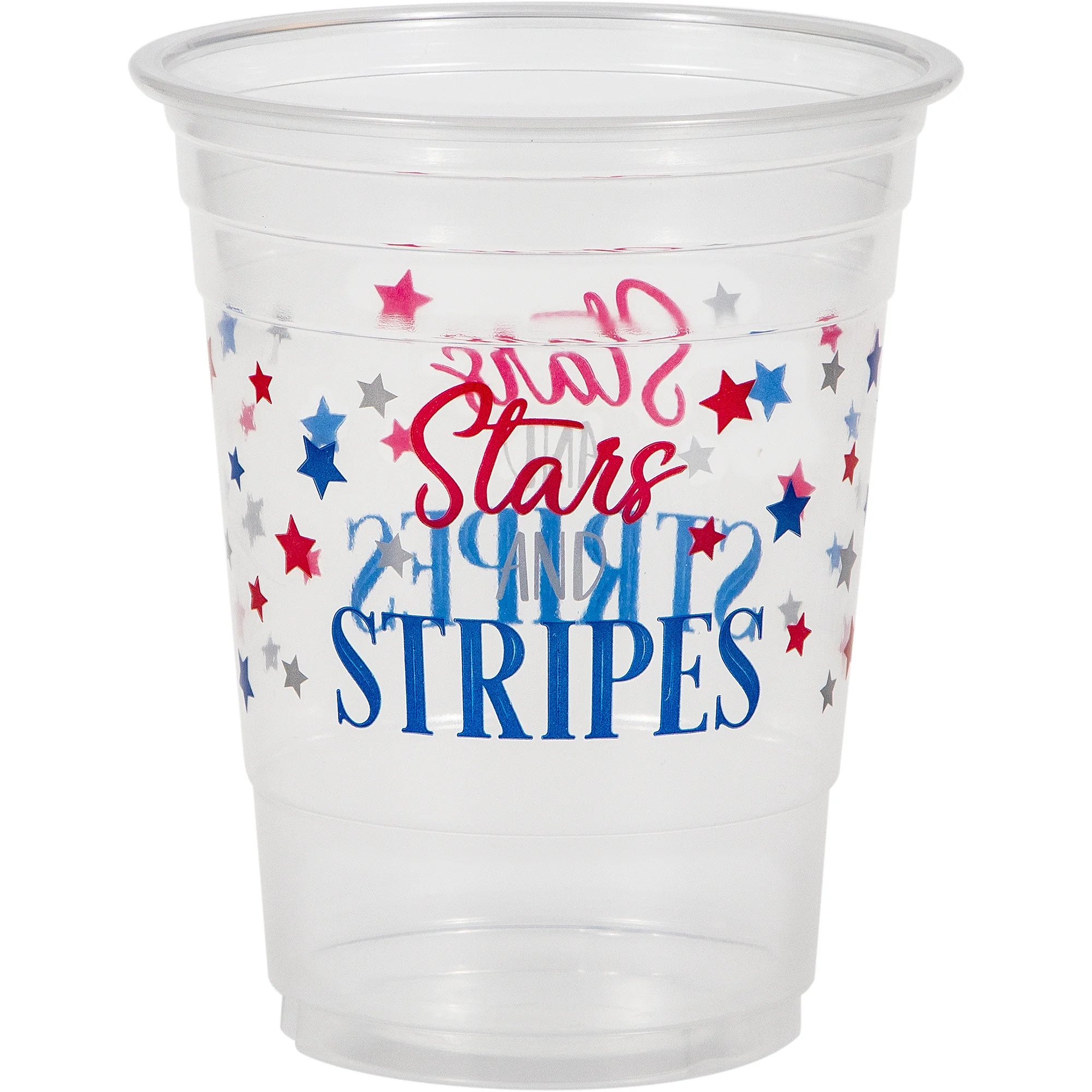 Patriotic Stars and Stripes 6 Count Disposable Plastic 16OZ Party Cups by Way to Celebrate | Walmart (US)