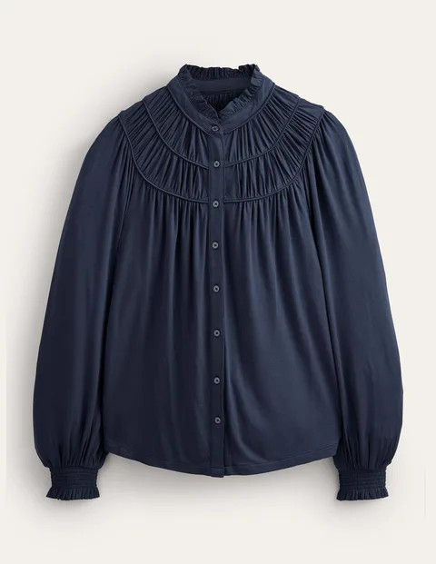 Ruched Yoke Jersey Shirt | Boden (UK & IE)