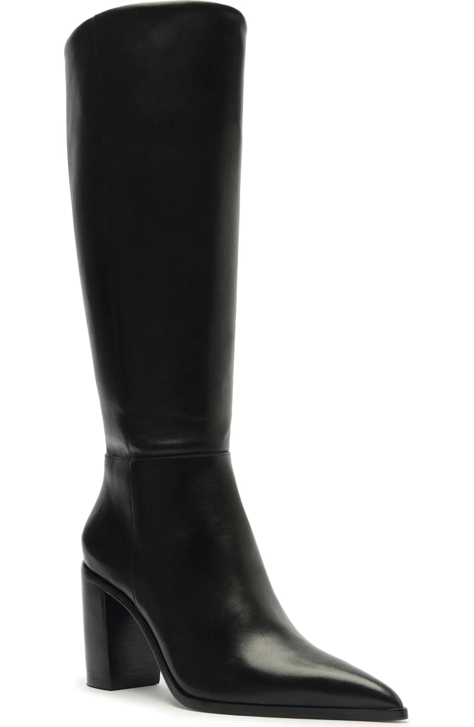 Schutz Mikki Up Block Pointed Toe Knee High Boot (Women) | Nordstrom | Nordstrom
