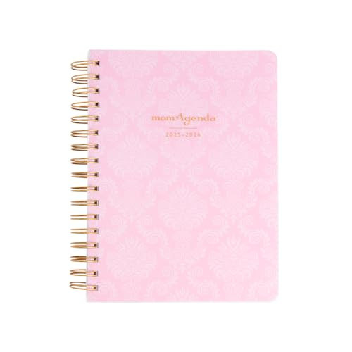 momAgenda Desktop Spiral Planner for Busy Moms with Space to Organize Schedules and Appointments for Up To Four Children- 18 Month Calendar (July 2025-December 2026) (Pink Damask) | Amazon (US)