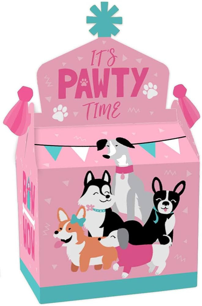Big Dot of Happiness Pawty Like a Puppy Girl - Treat Box Party Favors - Pink Dog Baby Shower or B... | Amazon (US)