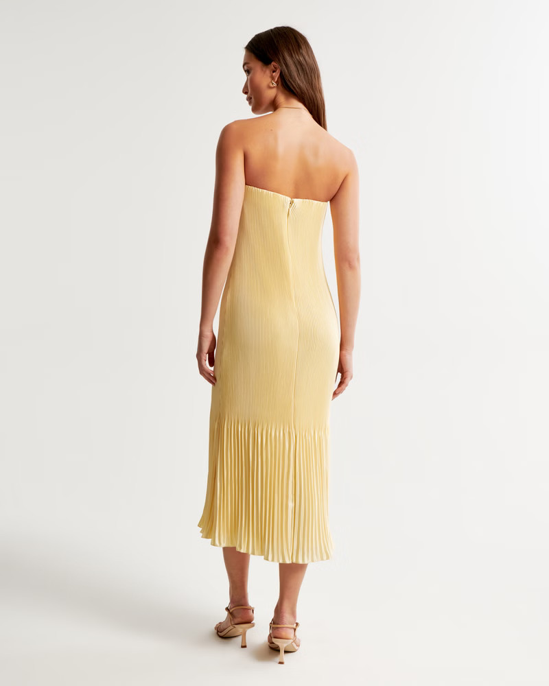 The A&F Giselle Pleat Release Midi Dress | Abercrombie & Fitch (US)