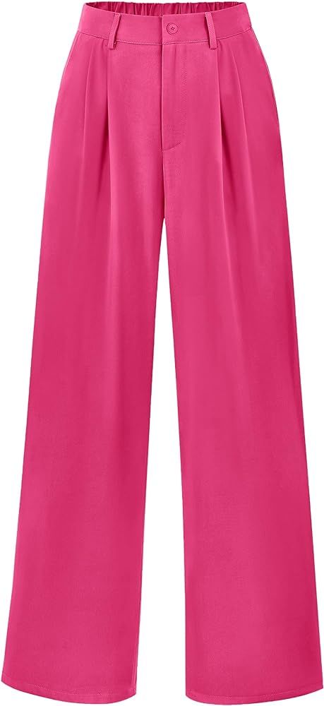 PRETTYGARDEN Women's Casual Summer Work Pants High Waisted Palazzo Pant Flowy Wide Leg Trousers w... | Amazon (US)