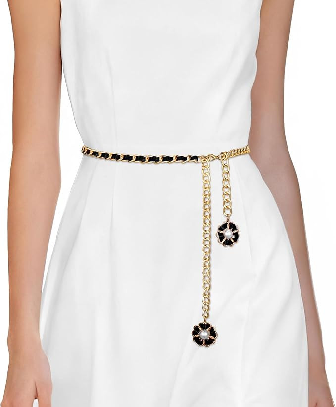 SUOSDEY Leather Chain Belts for Women Waist Chain Belts for Jeans Pants Dresses | Amazon (US)