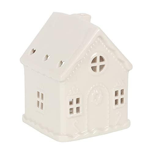 White Ceramic Tea Light Candle Holder Gingerbread House Design Home Ornament Decoration Tealight | Amazon (UK)