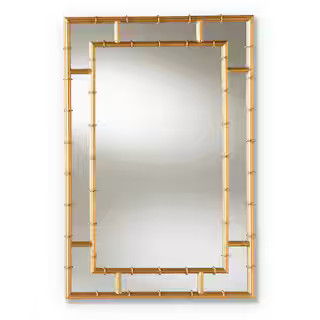 Baxton Studio Medium Rectangle Antique Gold Contemporary Mirror (32.25 in. H x 21.5 in. W) 150-88... | The Home Depot