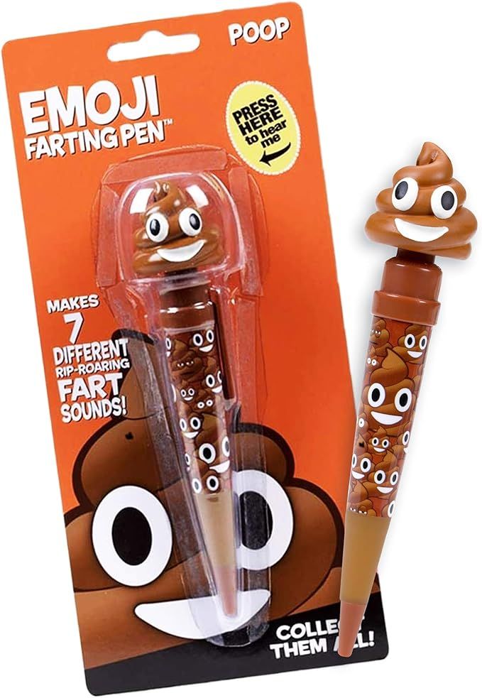 Farting Poop Emoji Pen - Makes 7 Funny Fart Sounds - Cute Smiling Poop Face Emoticon Ballpoint Pe... | Amazon (US)