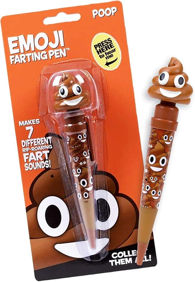 Farting Poop Emoji Pen - Makes 7 Funny Fart Sounds - Cute Smiling Poop Face Emoticon Ballpoint Pe... | Amazon (US)