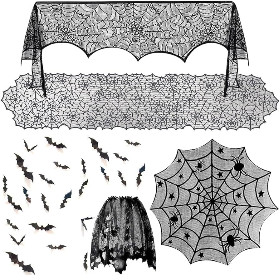 Amazon.com: SIBOSUN 5 Pack Halloween Spider Decorations Sets -Halloween Table Runner & Fireplace ... | Amazon (US)