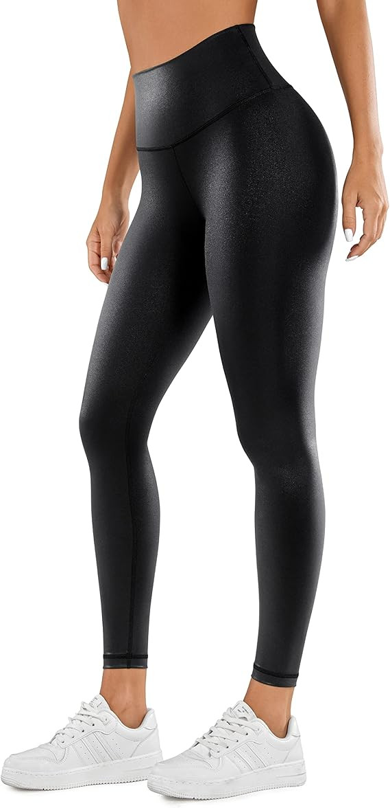 CRZ YOGA Matte Faux Leather Leggings for Women 25'' - High Waisted Stretch Leather Pants Pleather... | Amazon (US)