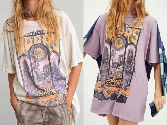 Vintage The Doors 60's Concert Poster Boho Fit Tee, Graphic Tees, Cotton Tee, Women T-Shirt, Unis... | Etsy (US)