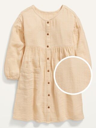 Textured Button-Front Babydoll Dress for Girls | Old Navy (US)