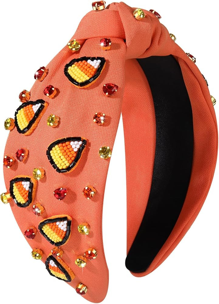 MOLOCH Halloween Headband Spooky Pumpkin Candy Corn Knotted Headband Crystal Headband Halloween C... | Amazon (US)