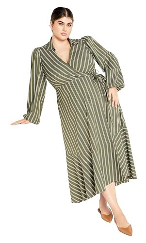 City Chic Women's Plus Size Dress-Selena Wrap, Olive, 14 | Amazon (US)