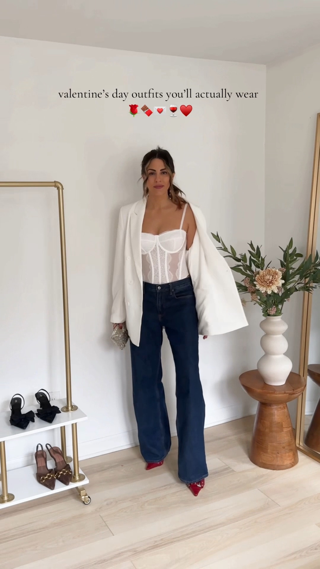 Date night / girls night outfit idea — white lace corset (small) paired with an oversized blazer (medium) & denim jeans with a pop of red 

Ps. My exact heels are sold out so I linked similar options!



#LTKFindsUnder50 #LTKootd #LTKgrwm